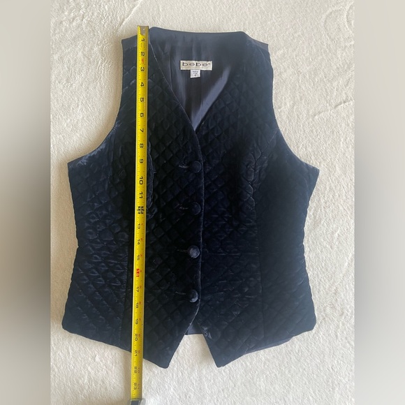 bebe Vintage Black Velvet Quilted Halter Vest Tie Waist Y2K Minimalist - Picture 5 of 8